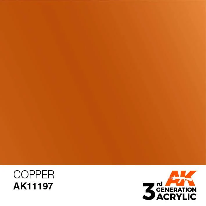 AK Interactive Copper Metallic 3G Acrylic Paint 17ml Bottle